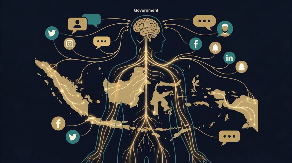 Infografis: suara publik sebagai sinyal nyeri — reseptor nyeri bangsa yang menandakan imunitas moral masih bekerja