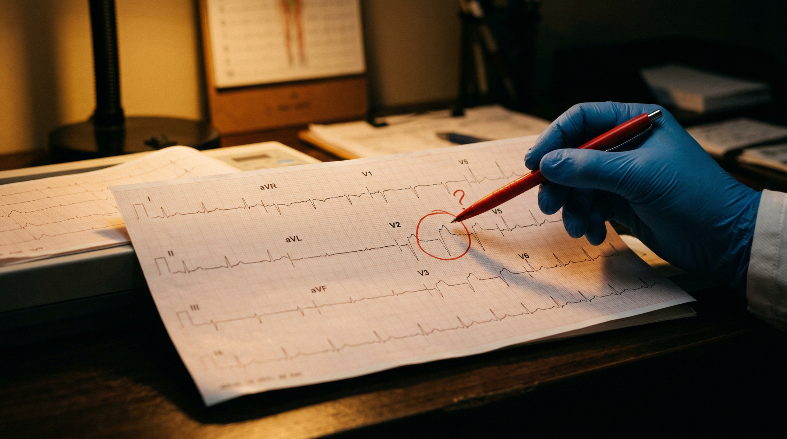 Hasil cetakan ECG dengan artefak akibat kesalahan penempatan lead