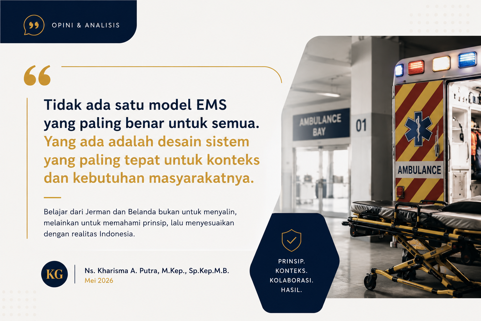 Quote EMS matang tidak lahir dari menyalin negara lain